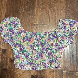 Floral Off The Shoulder Crop Top